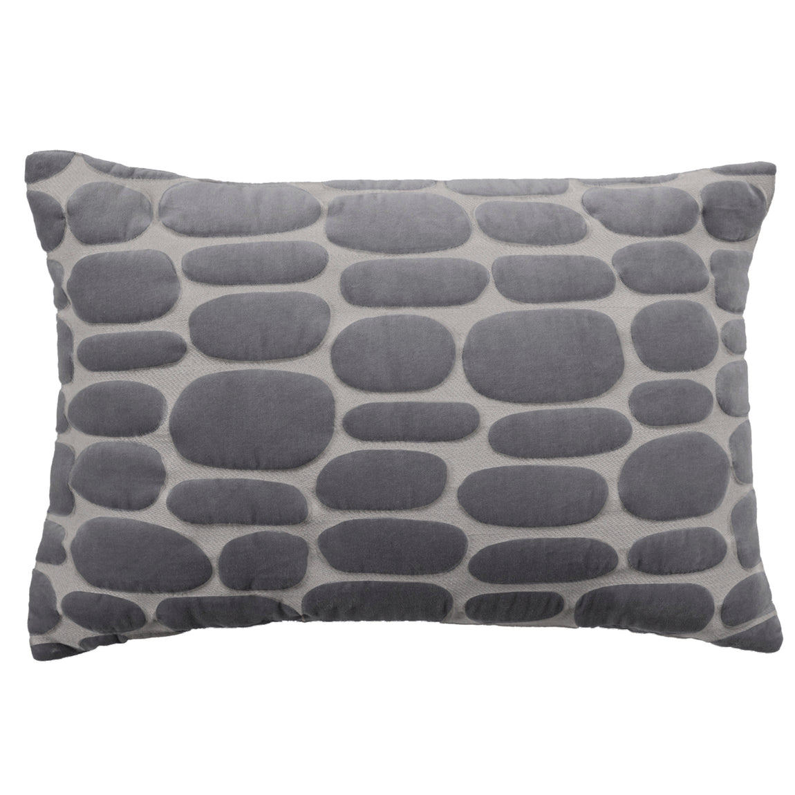 Voyage Maison Boulder Embroidered Velvet 40cm x 60cm Feather Filled Boudoir Steel