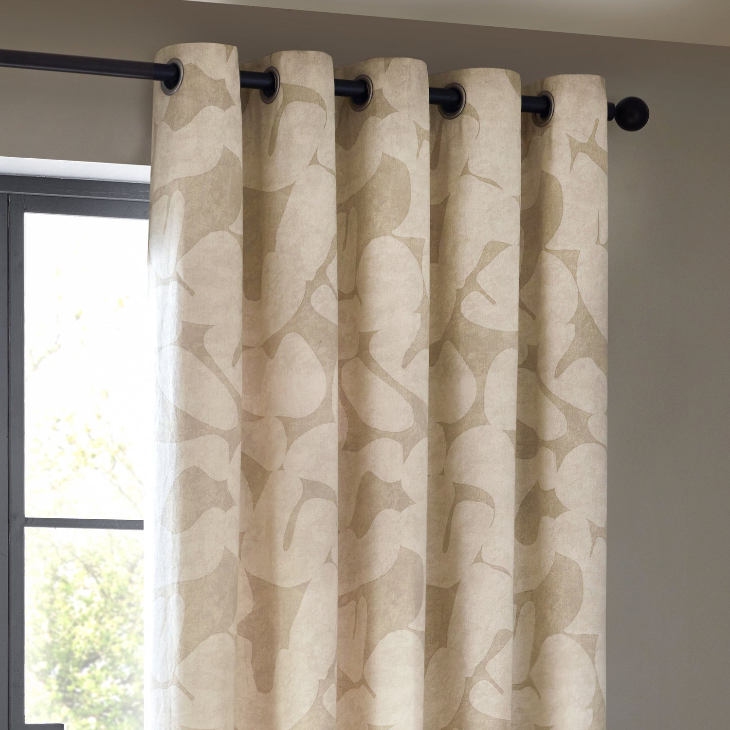 Brinn Abstract  Ready Made Eyelet Curtains Natural