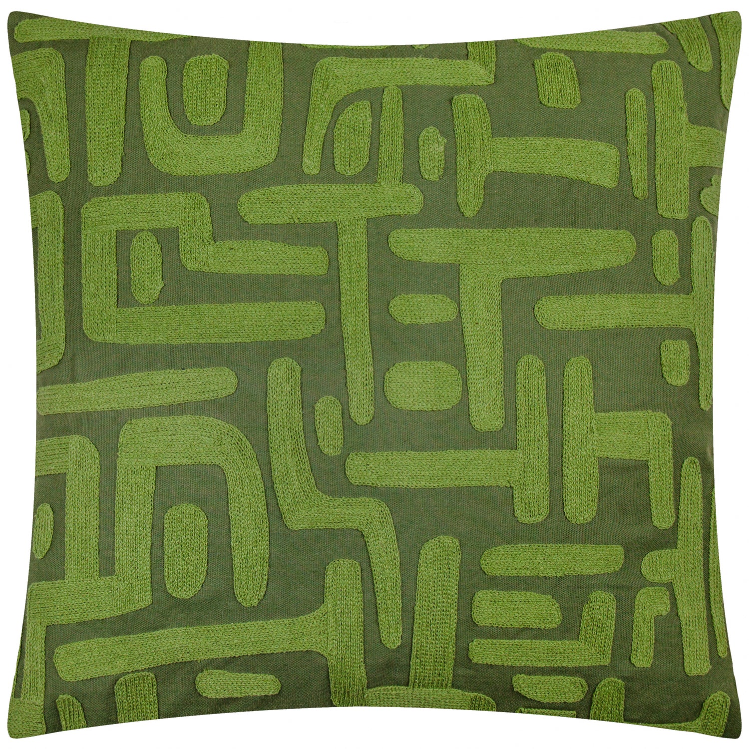 Brooke Embroidered Cotton Filled Cushion 45cm x 45cm Ivy Green