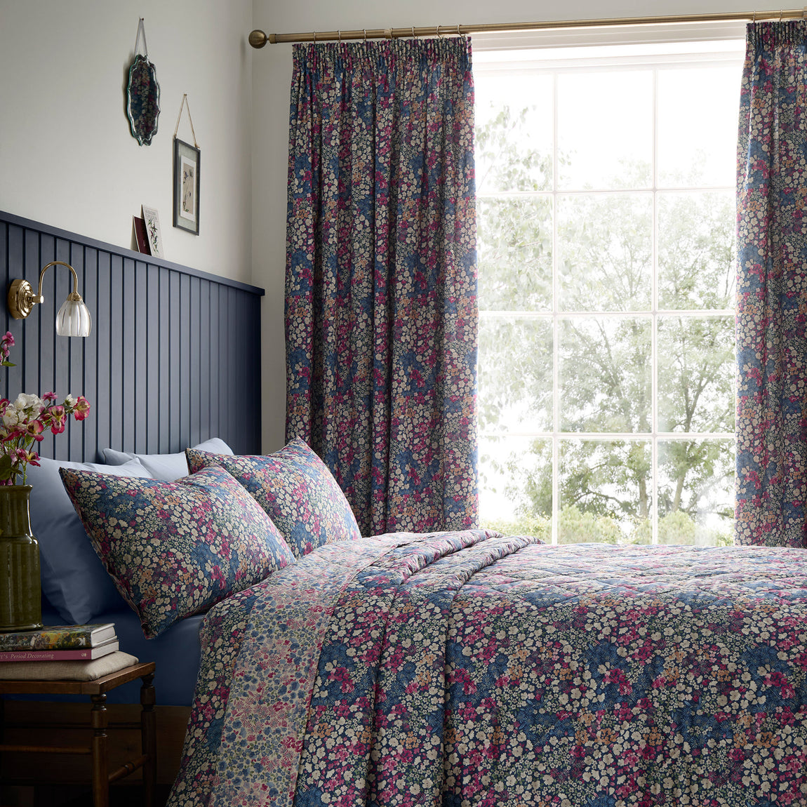Dreams & Drapes Bessie Ready Made Pencil Pleat Curtains 66 x 72 Navy