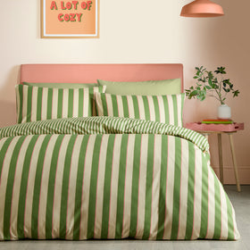 Fusion Bold Stripe Duvet Cover Bedding Set Green