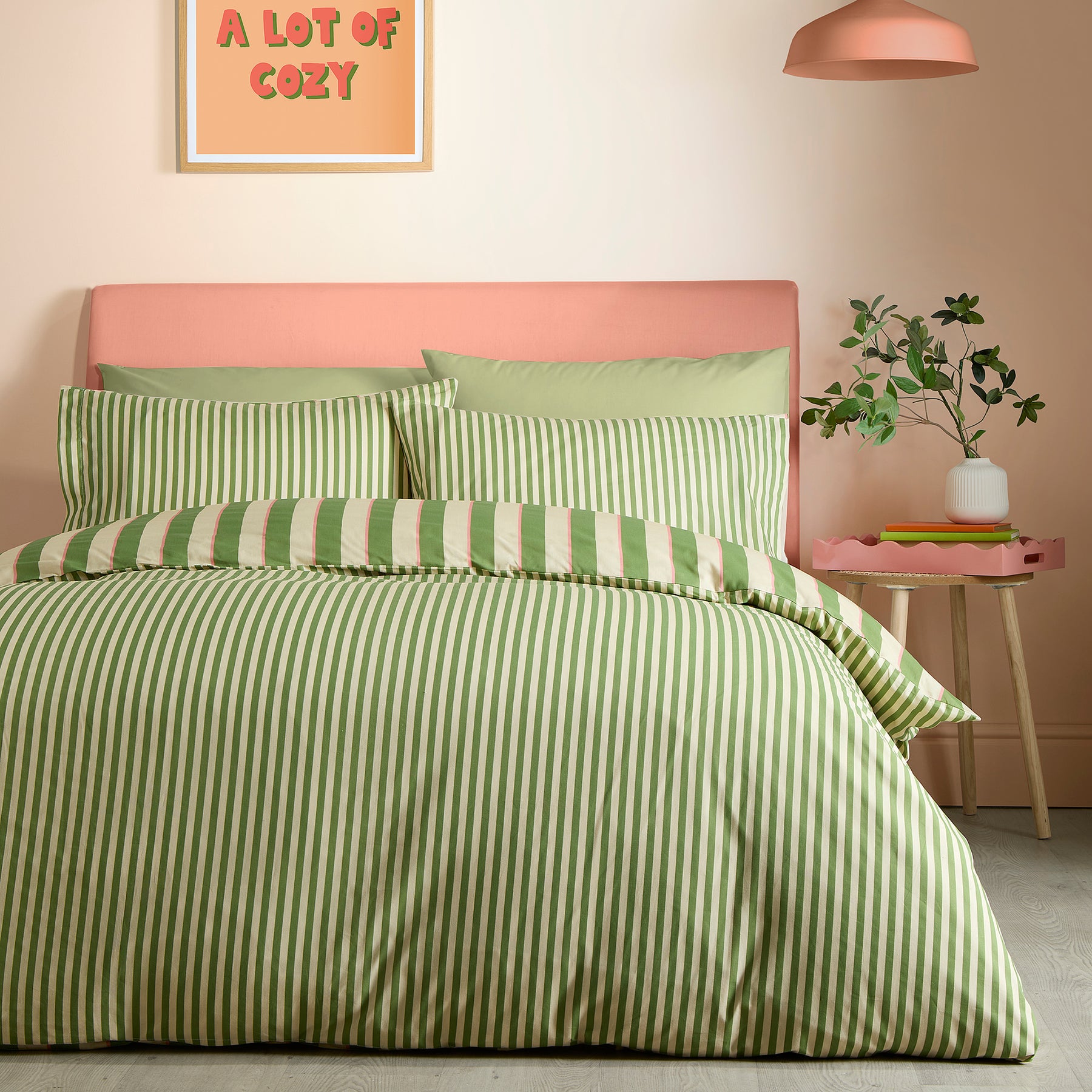 Fusion Bold Stripe Duvet Cover Bedding Set Green