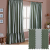 Wylder Birdie Stripe Ruffle Ready Made Pencil Pleat Curtains Baygreen Mist