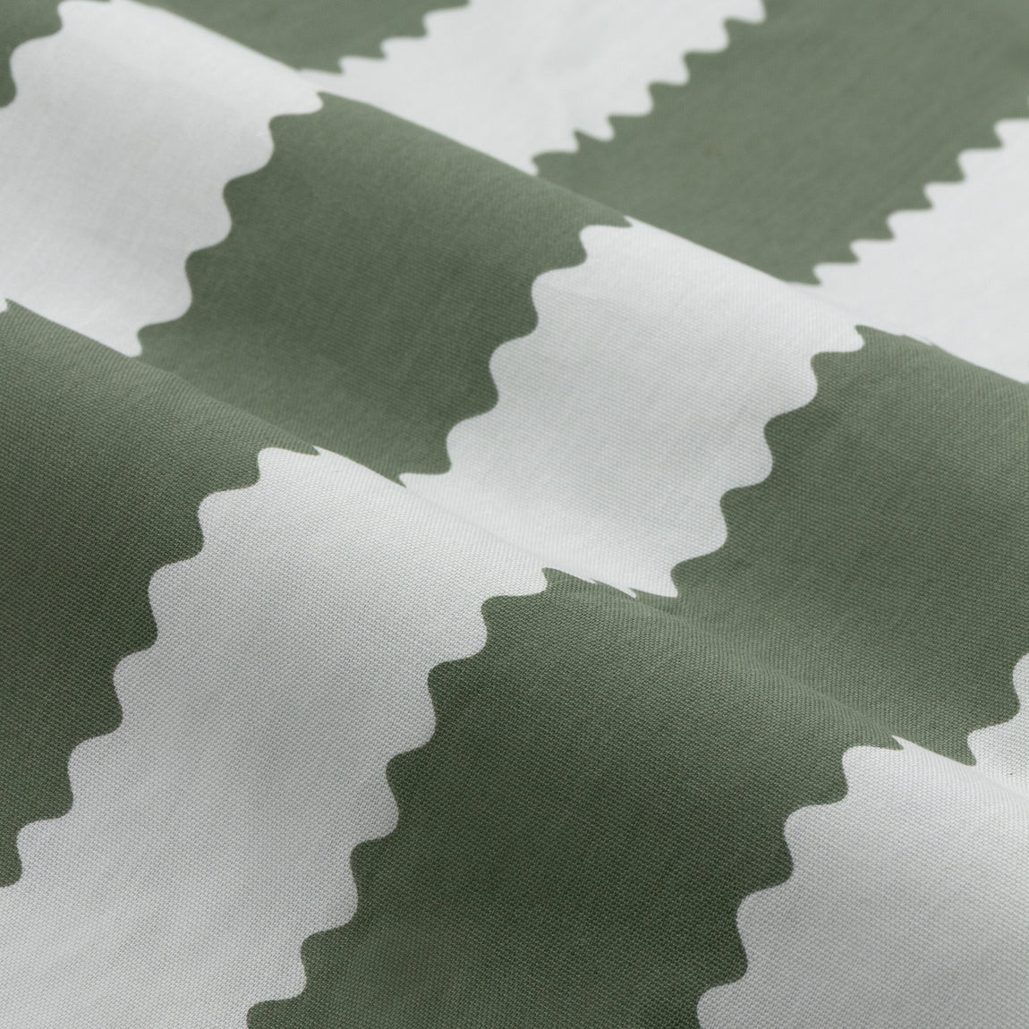 Wylder Birdie Stripe Ruffle Ready Made Pencil Pleat Curtains Baygreen Mist
