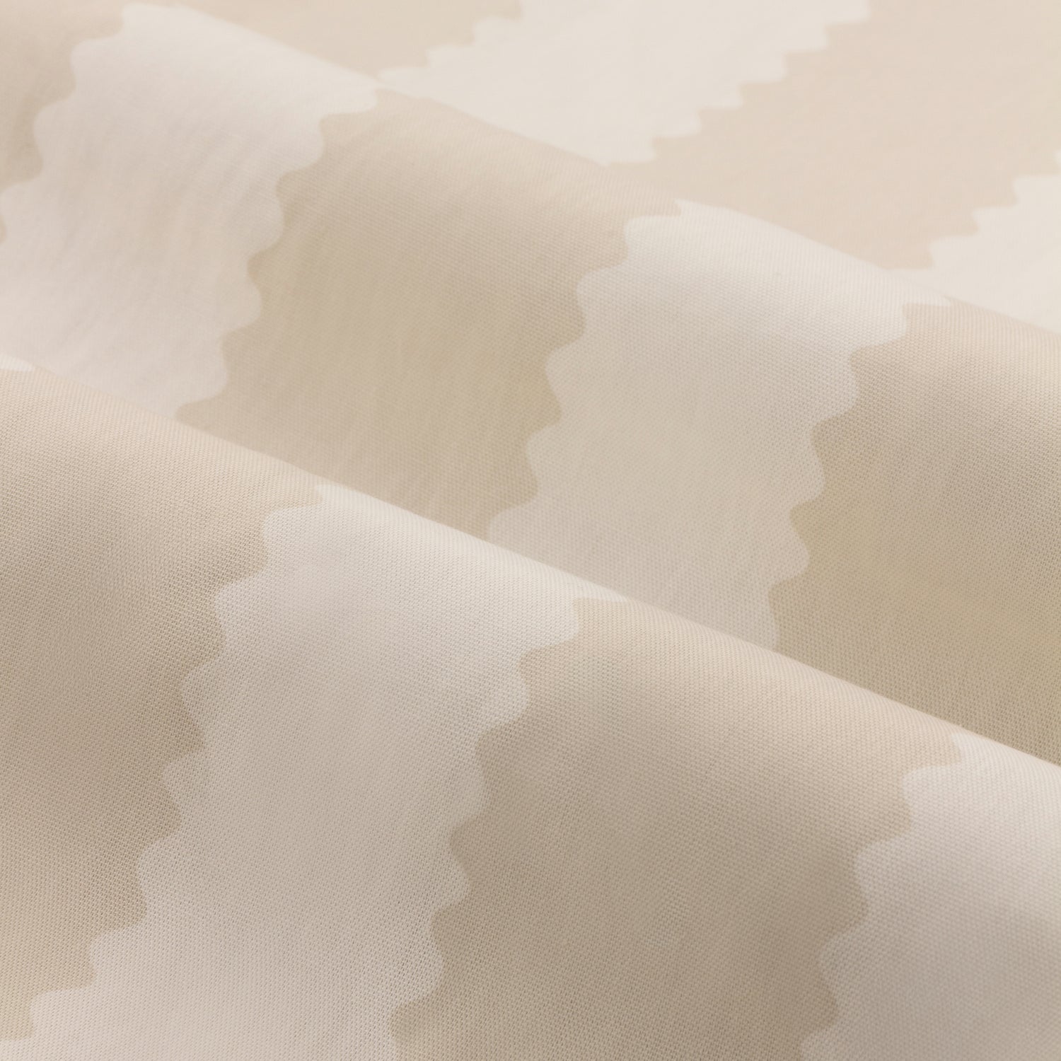 Wylder Birdie Stripe Ruffle Ready Made Pencil Pleat Curtains Oat Milk