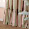 Wylder Birdie Stripe Ruffle Ready Made Pencil Pleat Curtains Pink Green