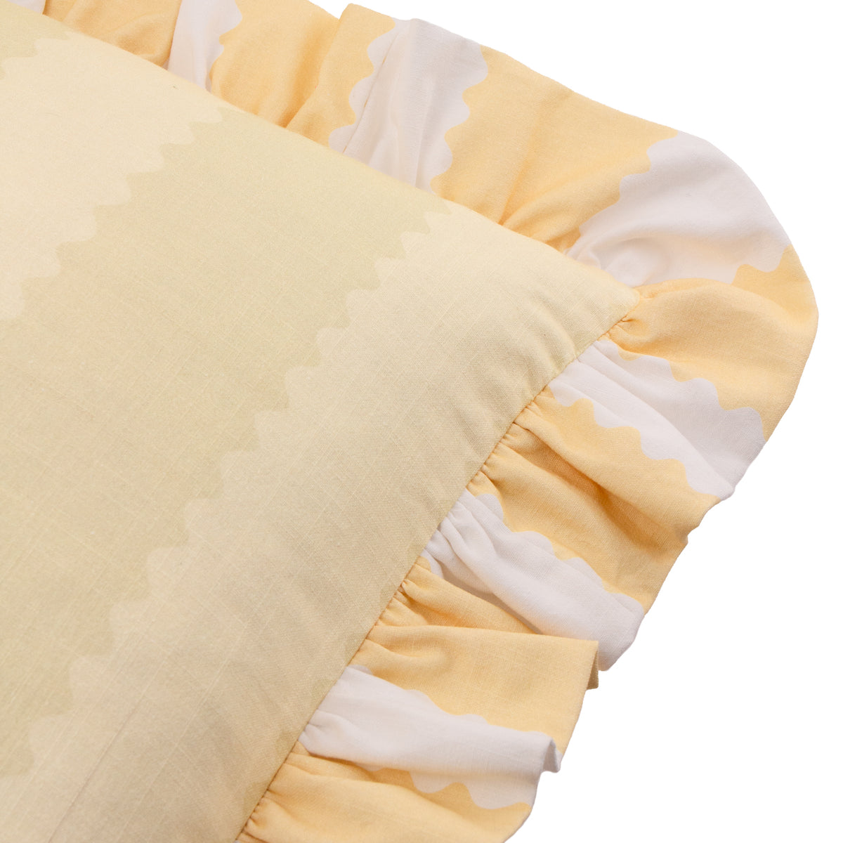 Wylder Birdie Stripe Ruffle 45cm x 45cm Filled Cushion Butter Yellow