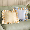 Wylder Birdie Stripe Ruffle 45cm x 45cm Filled Cushion Lemon Sky