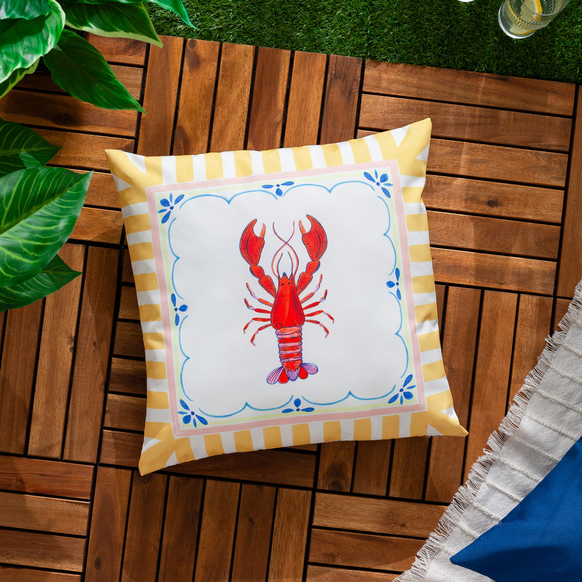 Furn. Brunch Stripes Printed Outdoor 45cm x 45cm Filled Cushion Multi