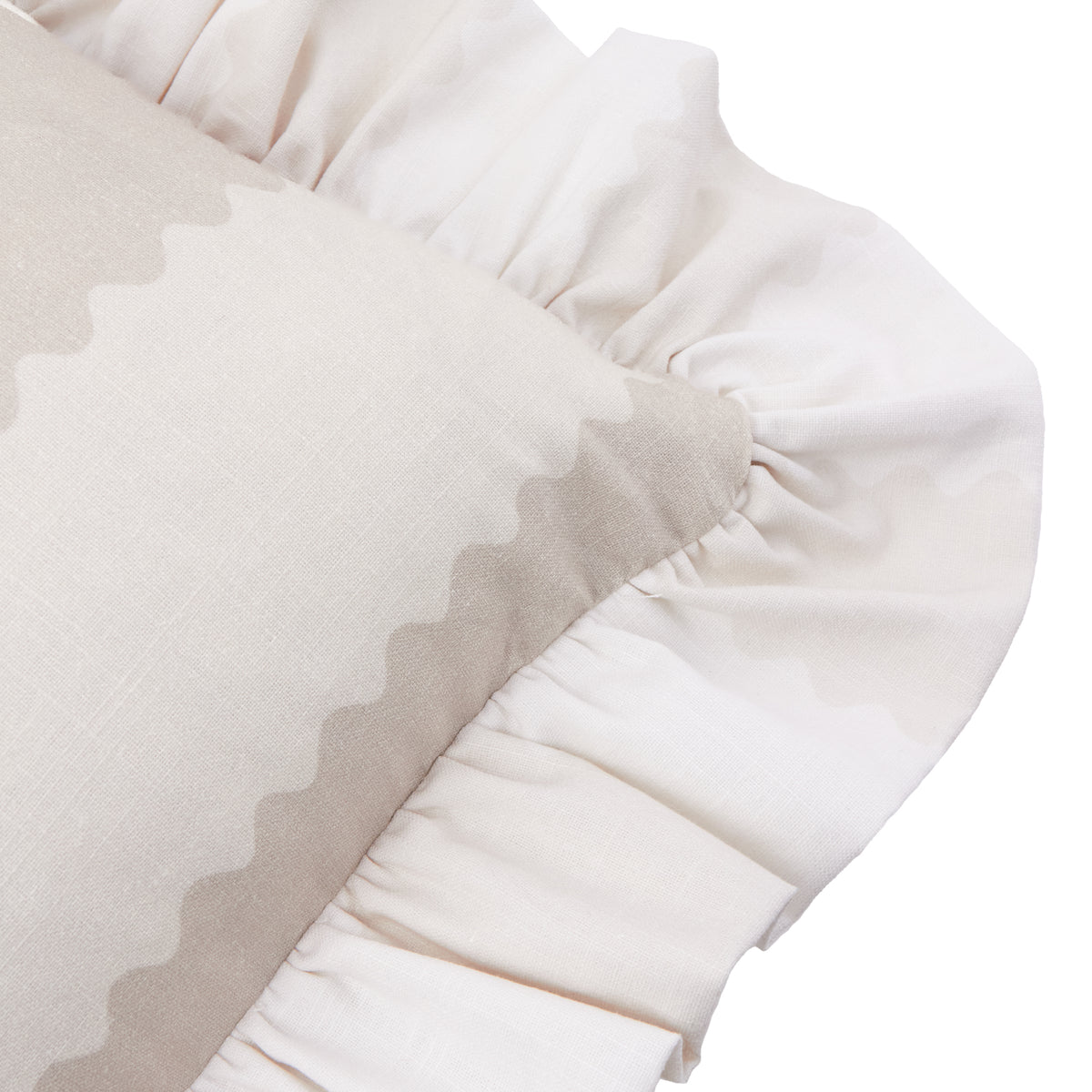 Wylder Birdie Stripe Ruffle 45cm x 45cm Filled Cushion Oat Milk