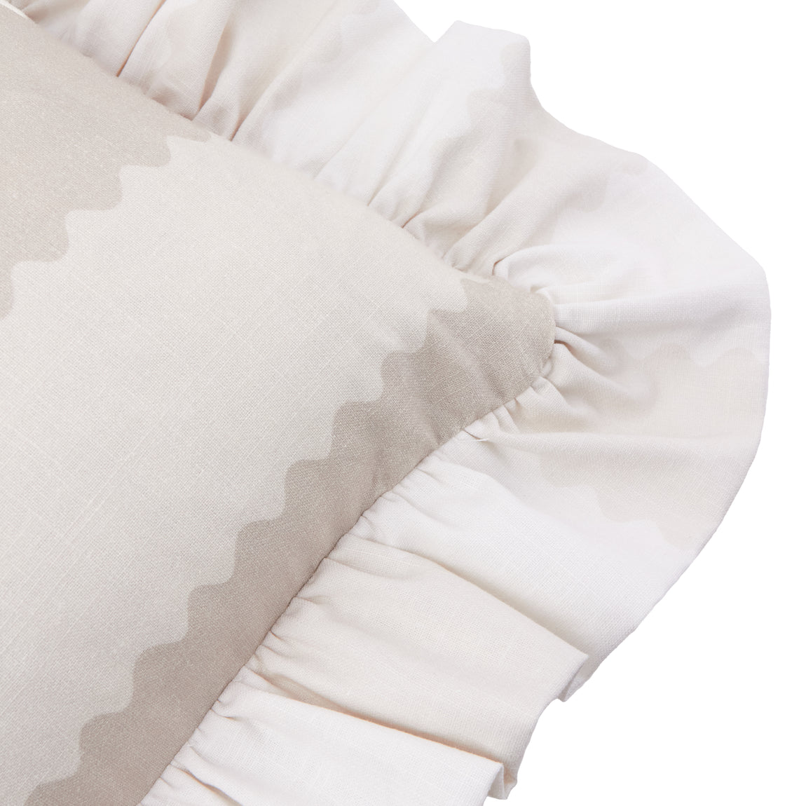 Wylder Birdie Stripe Ruffle 45cm x 45cm Filled Cushion Oat Milk