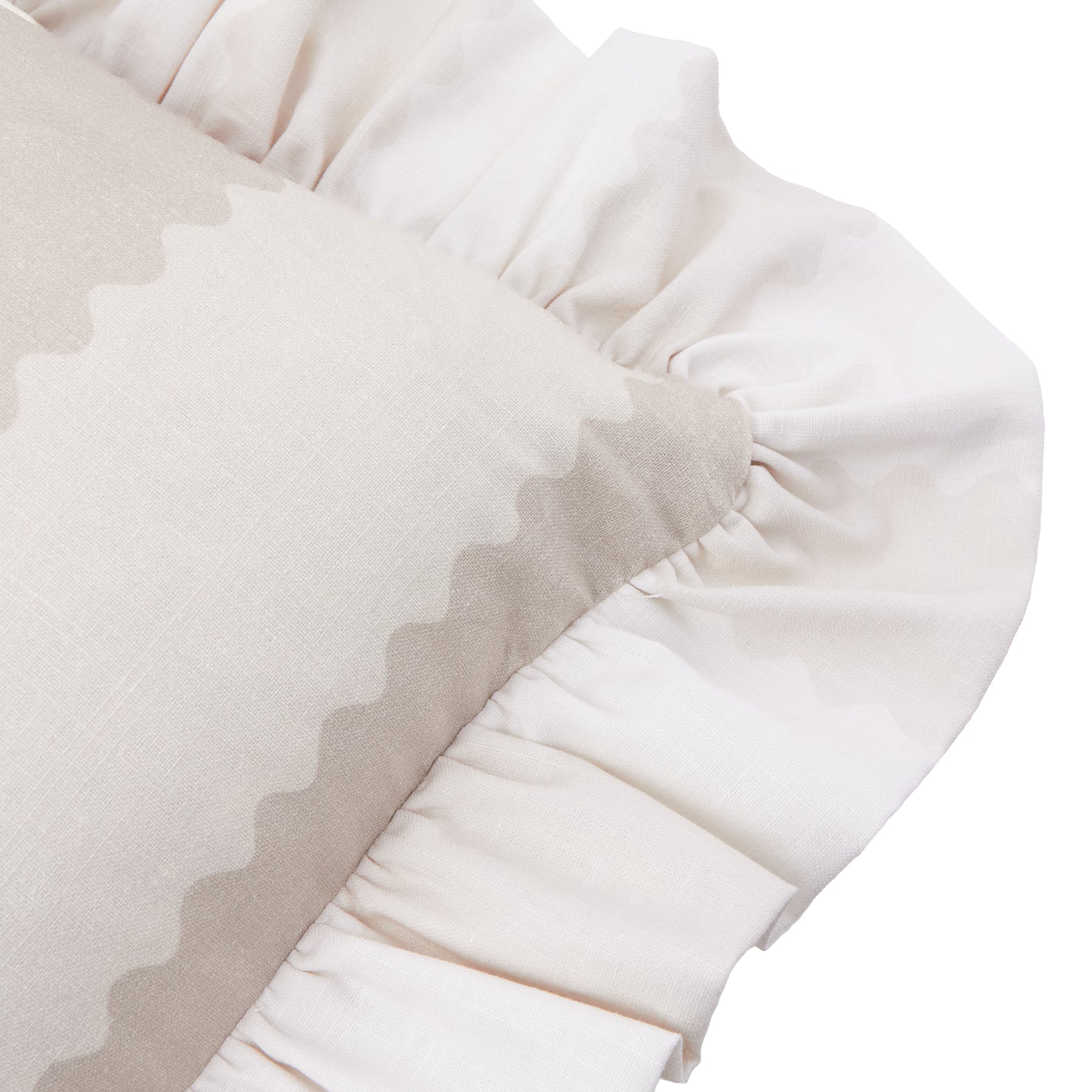 Wylder Birdie Stripe Ruffle 45cm x 45cm Filled Cushion Oat Milk