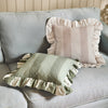 Wylder Birdie Stripe Ruffle 45cm x 45cm Filled Cushion Oat Milk