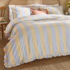 Birdie Stripe Ruffle Duvet Cover Bedding Set Lemon Sky