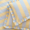 Birdie Stripe Ruffle Duvet Cover Bedding Set Lemon Sky