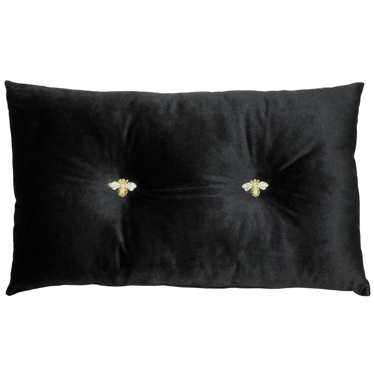 Paoletti Bumble Bee Velvet Filled Cushion 30cm x 50cm Black