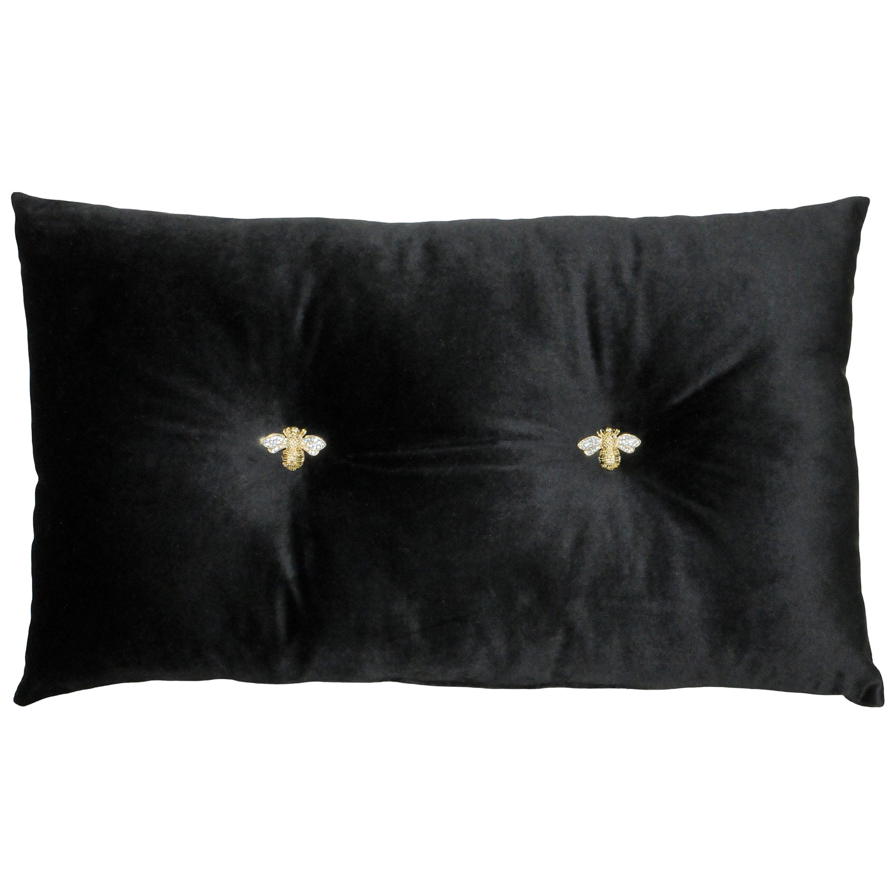 Bumble Bee Velvet 30cm x 50cm Filled Cushion Black
