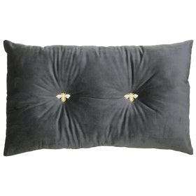 Paoletti Bumble Bee Velvet Filled Cushion 30cm x 50cm Charcoal