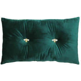 Paoletti Bumble Bee Velvet Filled Cushion 30cm x 50cm Emerald