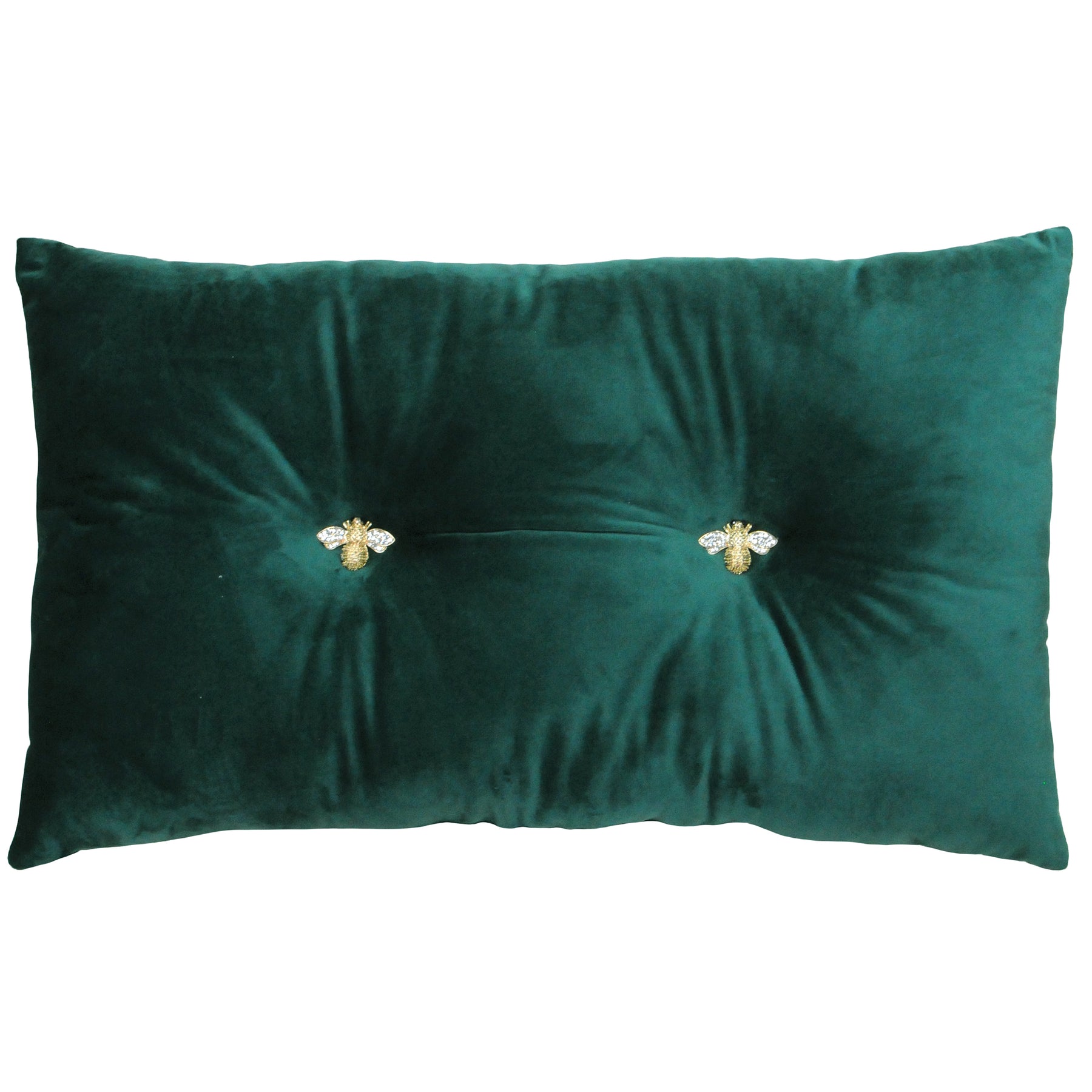 Bumble Bee Velvet 30cm x 50cm Filled Cushion Emerald
