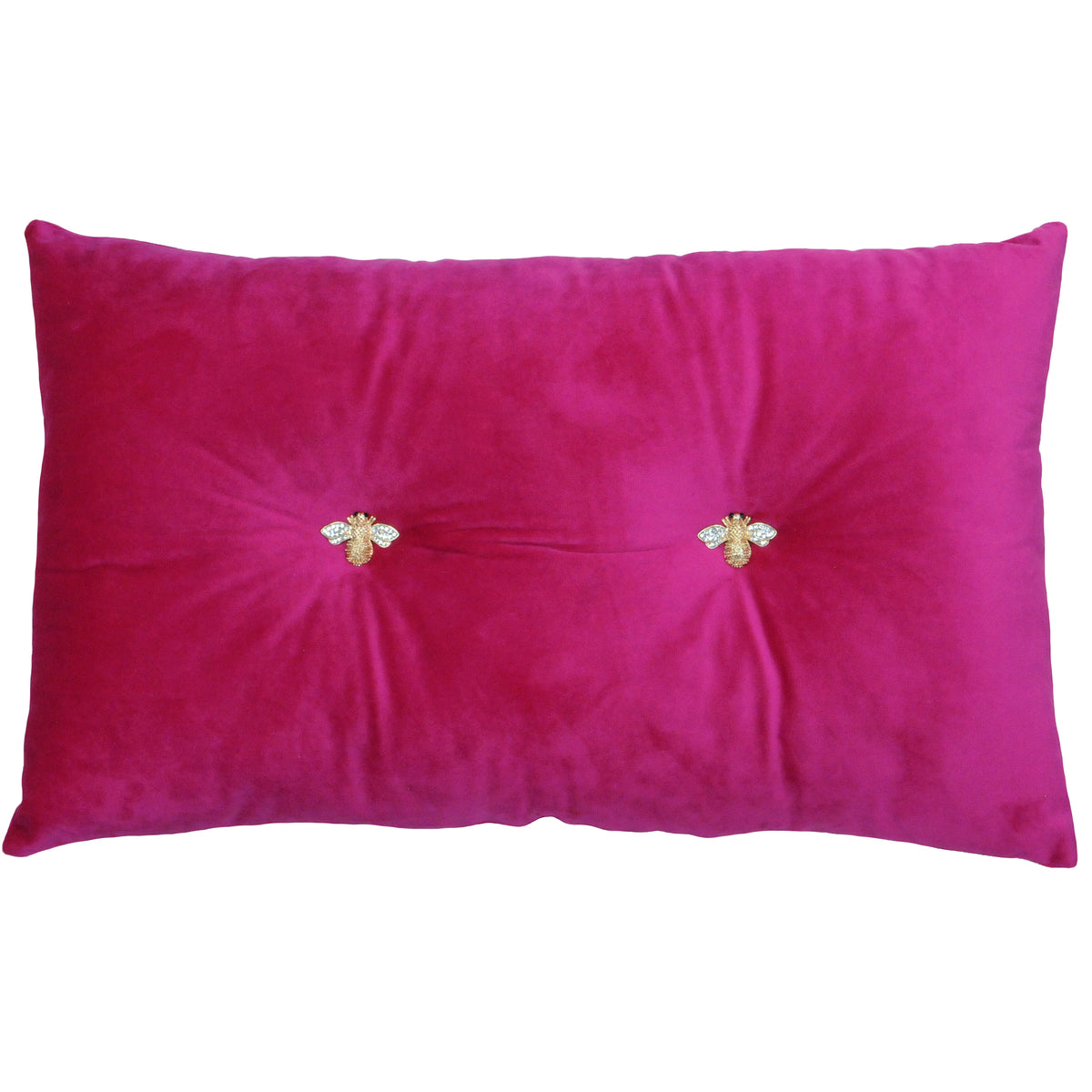 Paoletti Bumble Bee Velvet Filled Cushion 30cm x 50cm Fuchsia