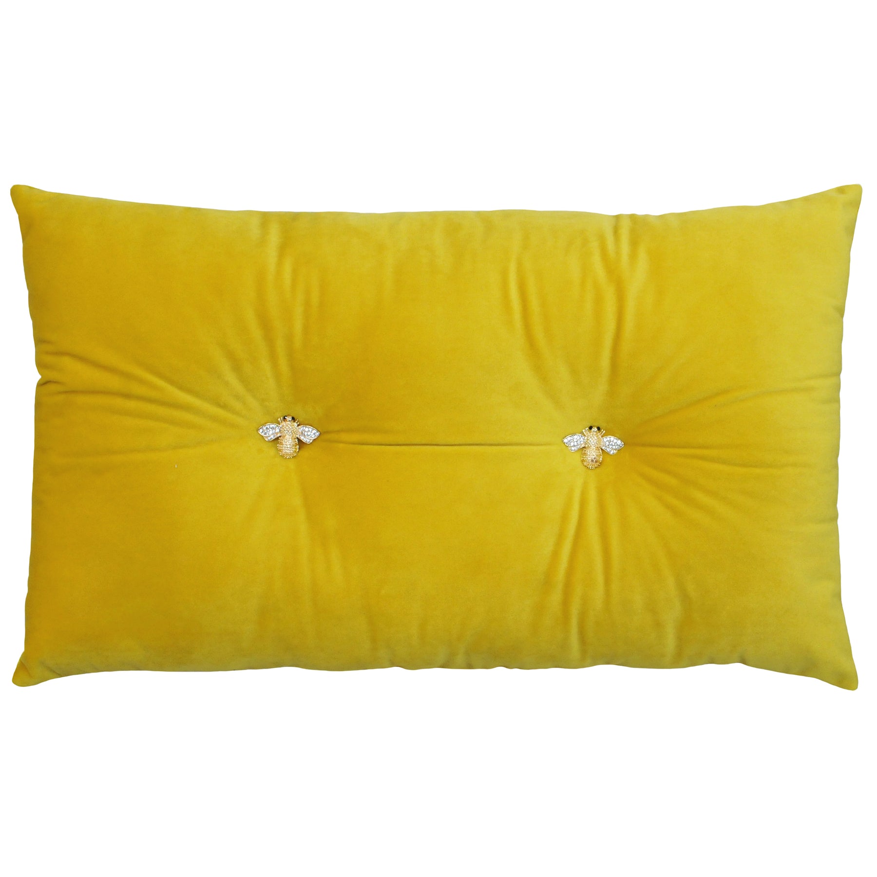 Bumble Bee Velvet 30cm x 50cm Filled Cushion Yellow