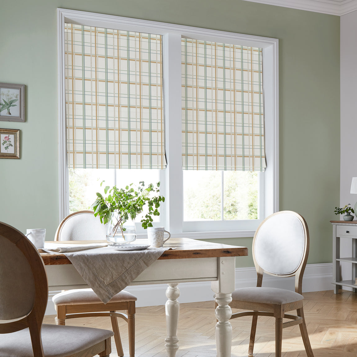 Laura Ashley Burford Check Made to Measure Roman Blind Ochre