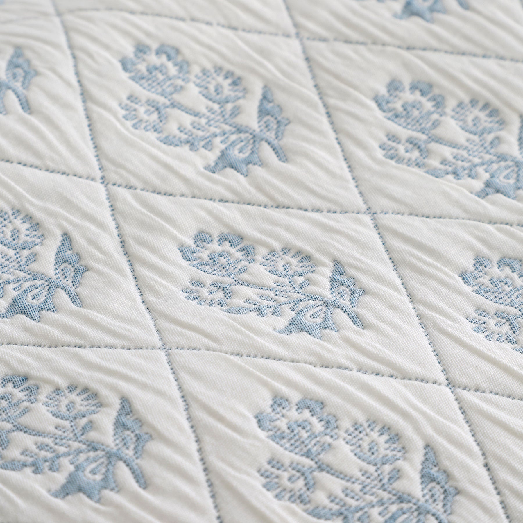 Dreams and Drapes Block Floral Duvet Cover Bedding Set Blue