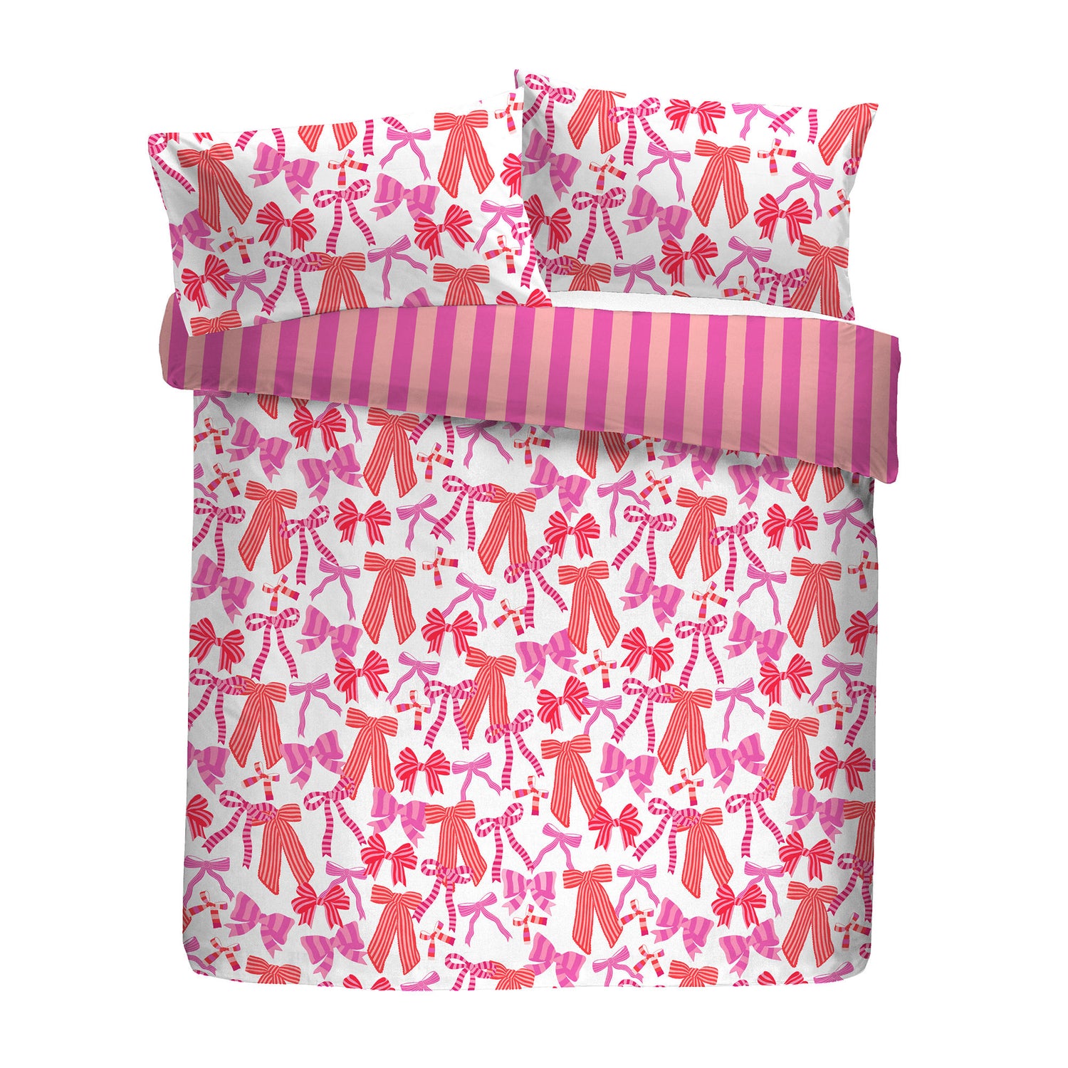Bedlam Bow and Stripes Duvet Cover Bedding Set Pink