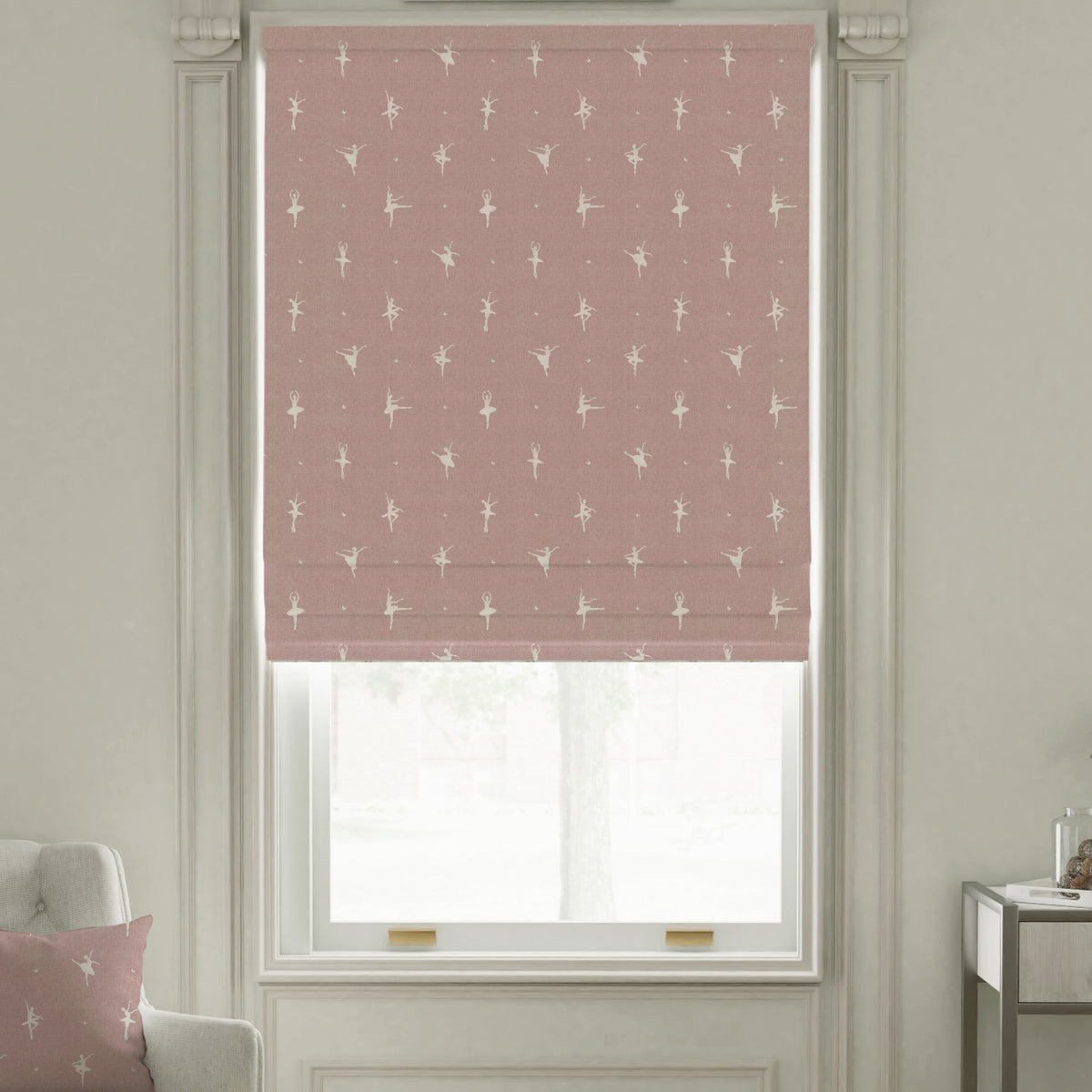 ANTE DECOR Ballerinas Printed Cotton Made To Measure Roman Blind Bubblegum