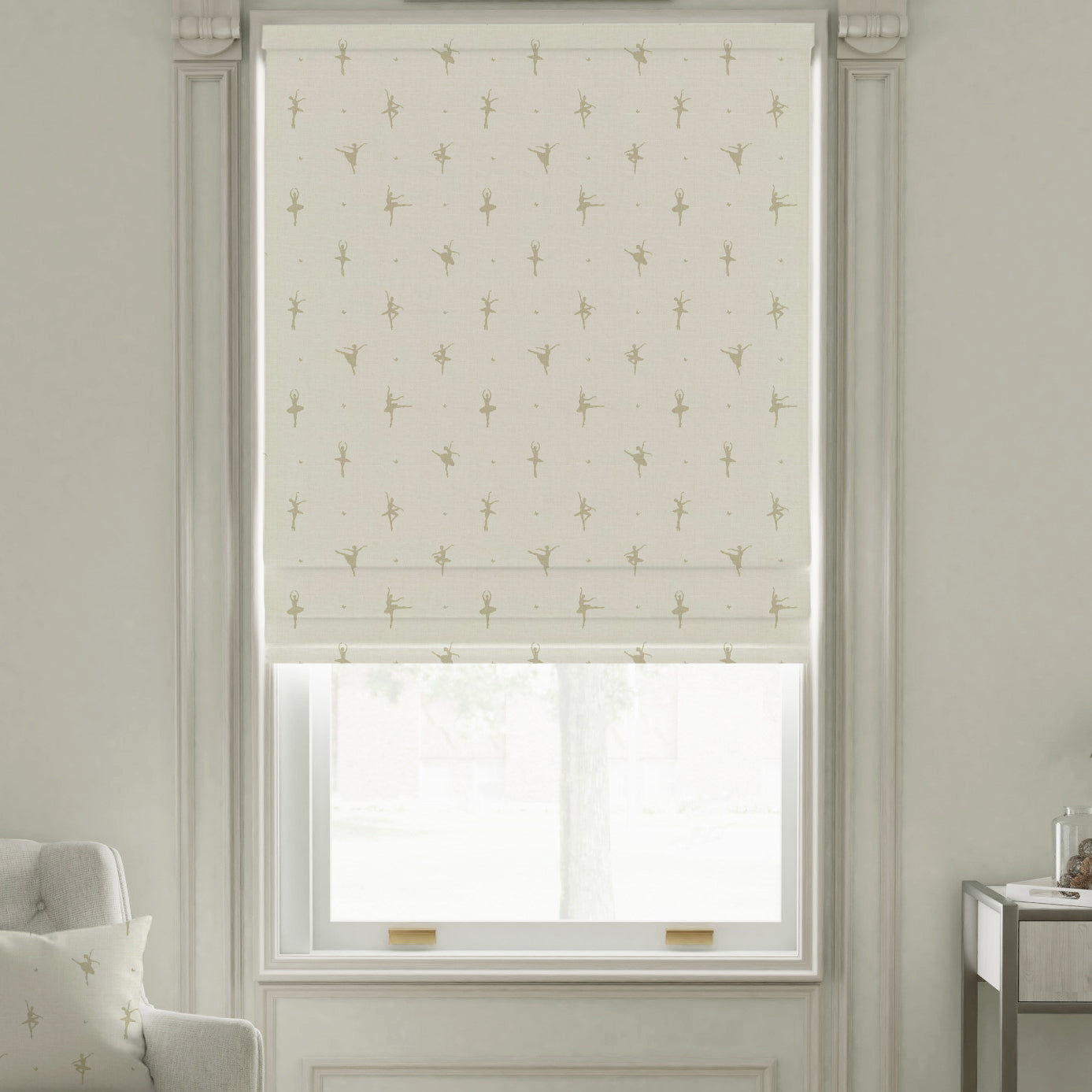 ANTE DECOR Ballerinas Printed Cotton Fabric Cream