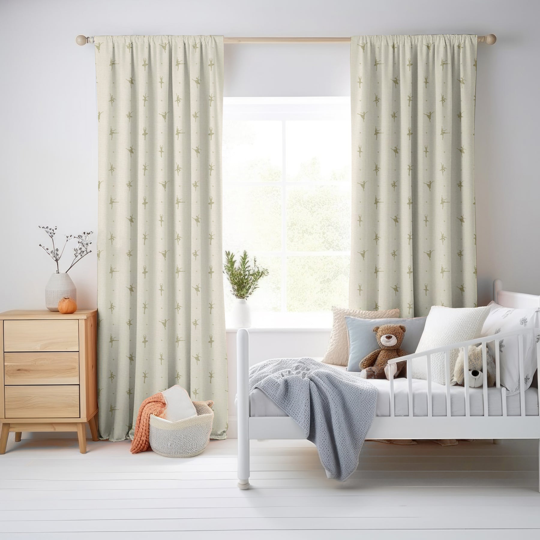 ANTE DECOR Ballerinas Printed Cotton Fabric Cream