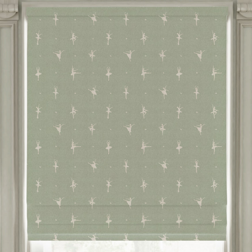 ANTE DECOR Ballerinas Printed Cotton Made To Measure Roman Blind Mint