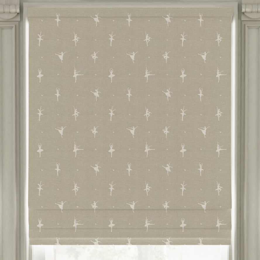 ANTE DECOR Ballerinas Printed Cotton Made To Measure Roman Blind Toasted Marshmallow