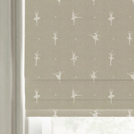 ANTE DECOR Ballerinas Printed Cotton Made To Measure Roman Blind Toasted Marshmallow