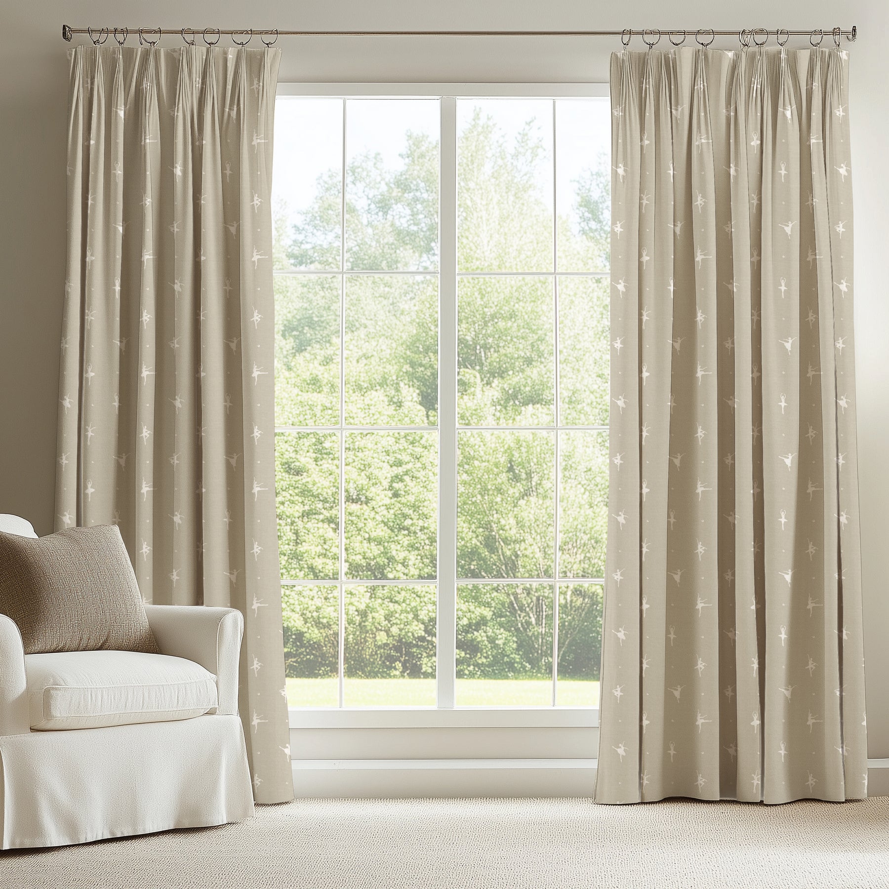ANTE DECOR Ballerinas Printed Cotton Made To Measure Curtains Toasted Marshmallow