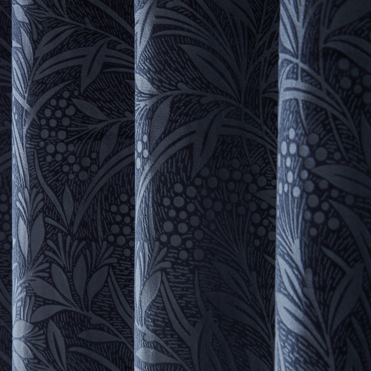 Laura Ashley Barley Embossed Ready Made Eyelet Curtains Midnight