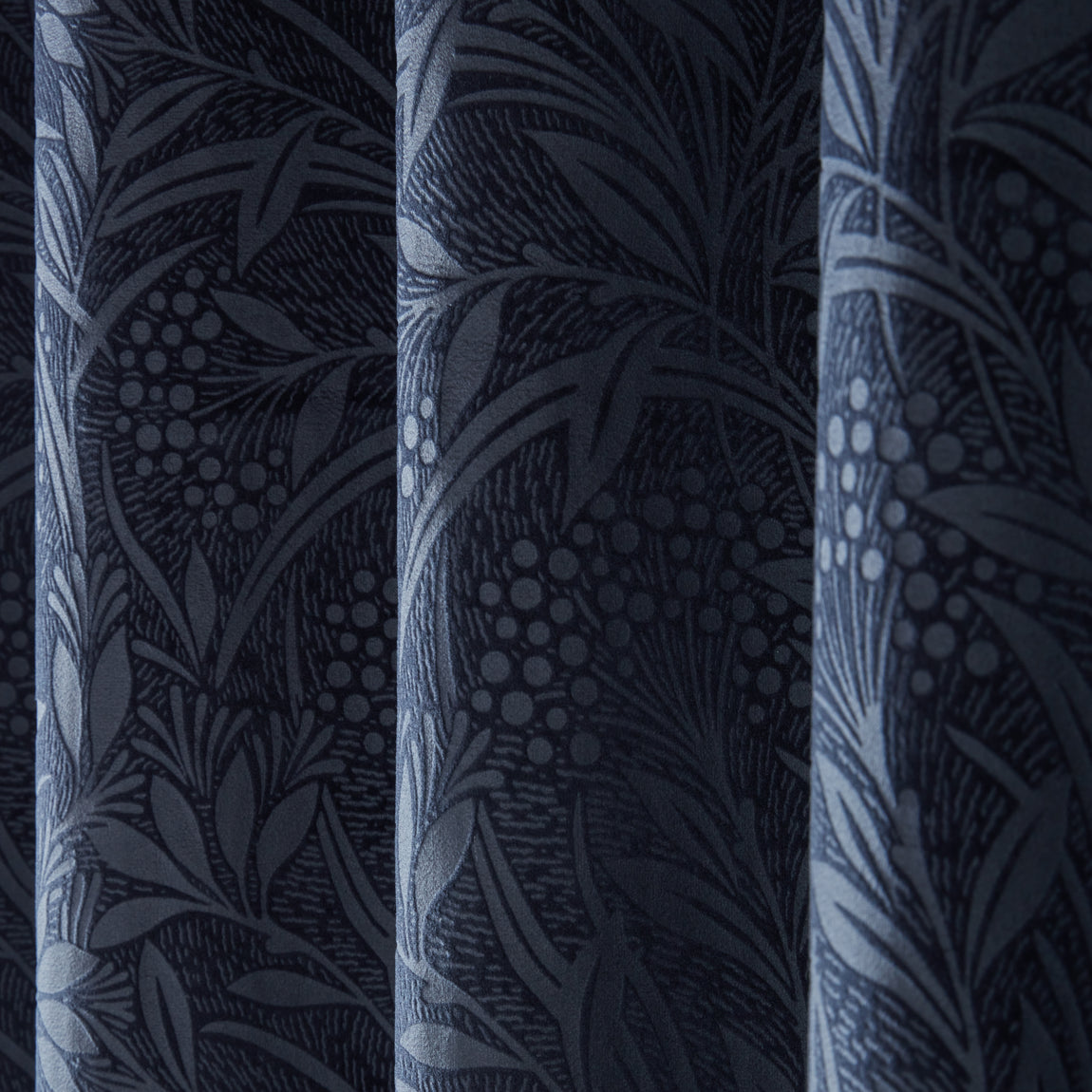 Laura Ashley Barley Embossed Ready Made Eyelet Curtains Midnight