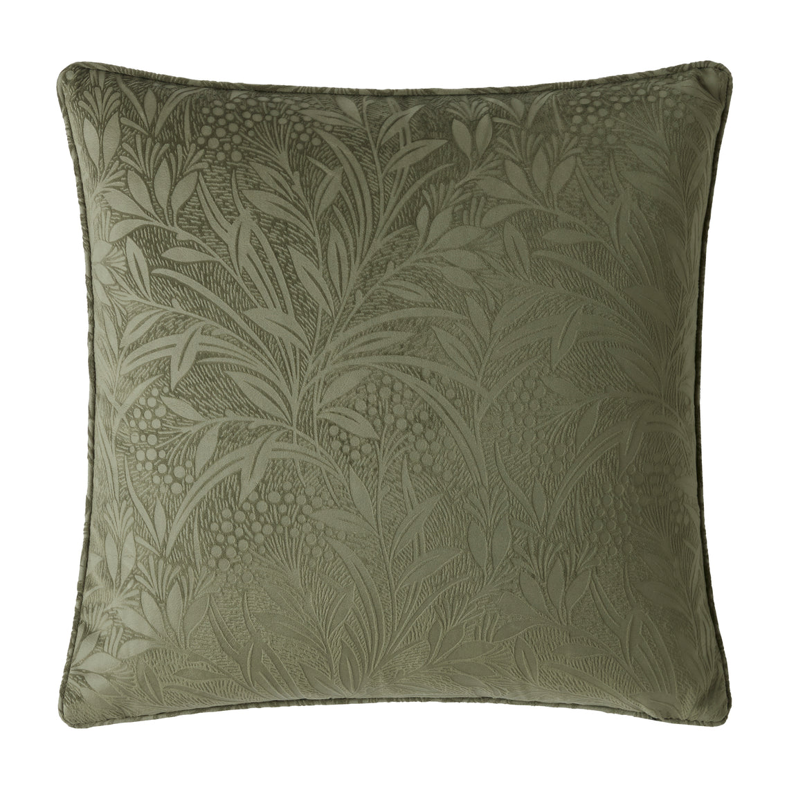Laura Ashley Barley Embossed 50cm x 50cm Filled Cushion Olive Green