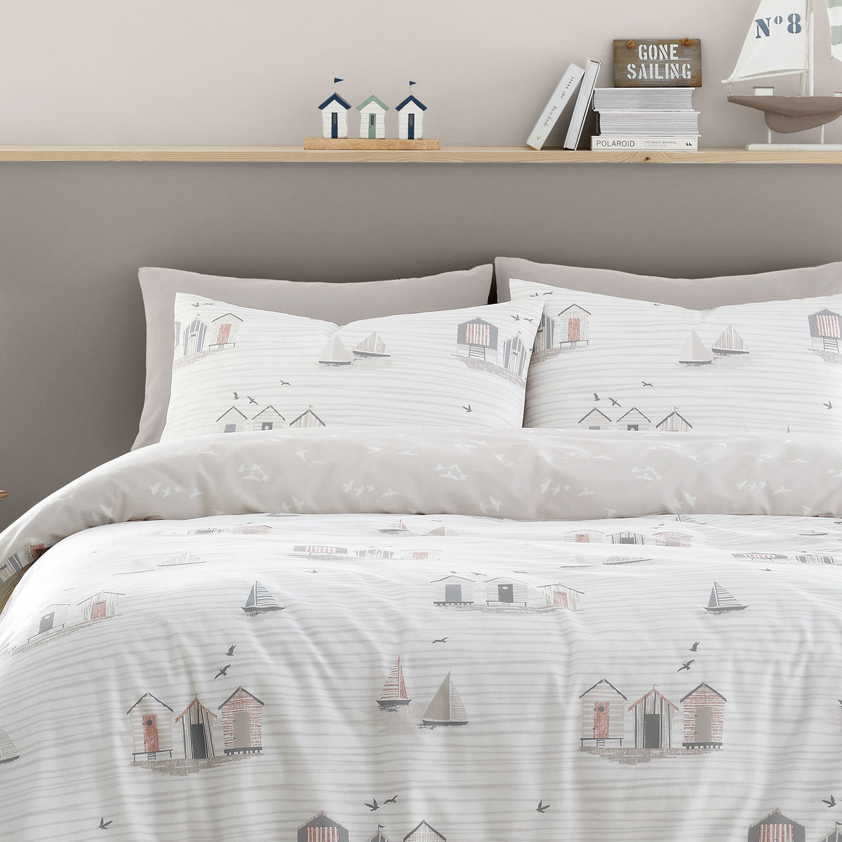 Fusion Beach Huts Duvet Cover Bedding Set Natural