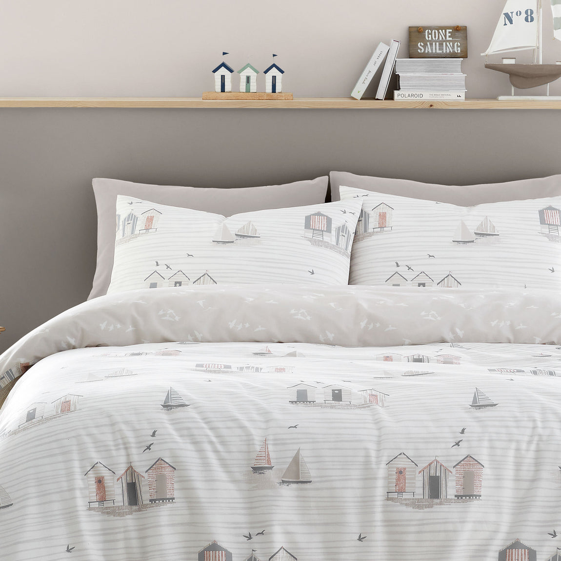 Fusion Beach Huts Duvet Cover Bedding Set Natural