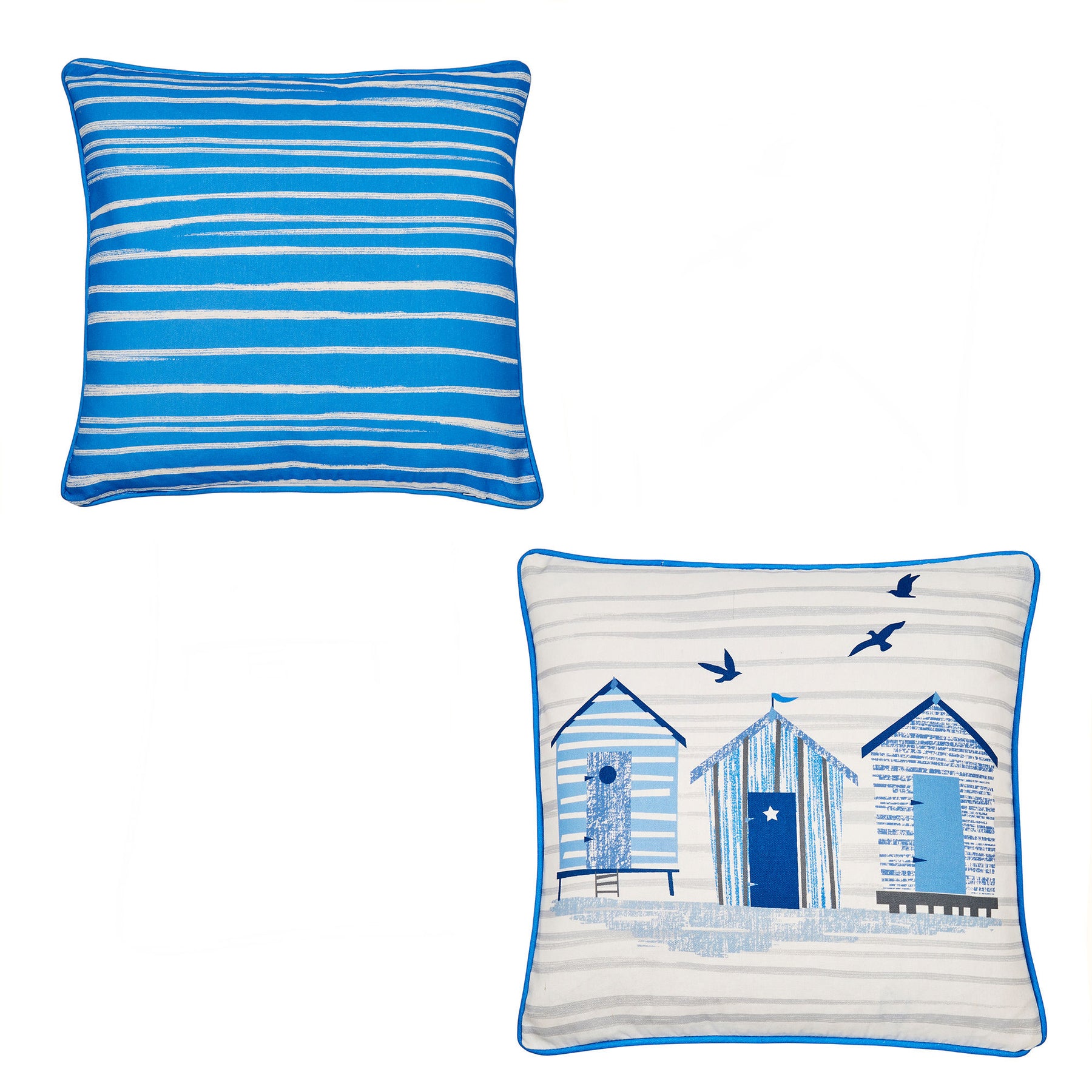Fusion Beach Huts 43cm x 43cm Outdoor Filled Cushion Blue