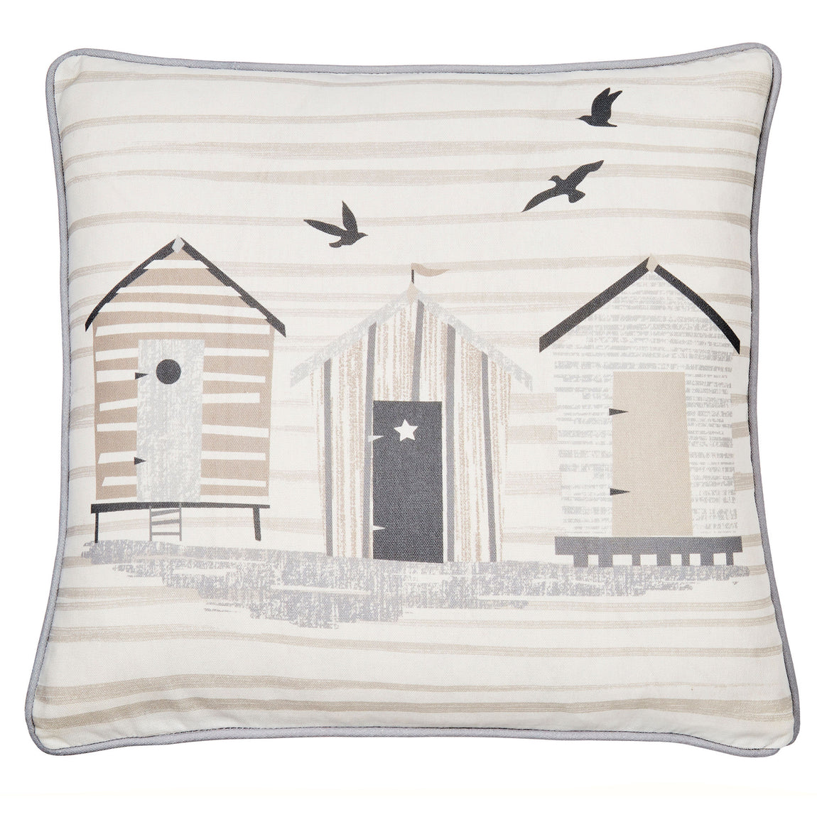 Fusion Beach Huts Outdoor Filled Cushion 43cm x 43cm Natural