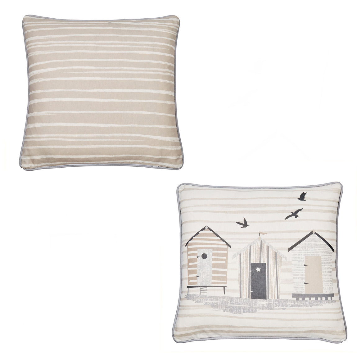 Fusion Beach Huts Outdoor Filled Cushion 43cm x 43cm Natural