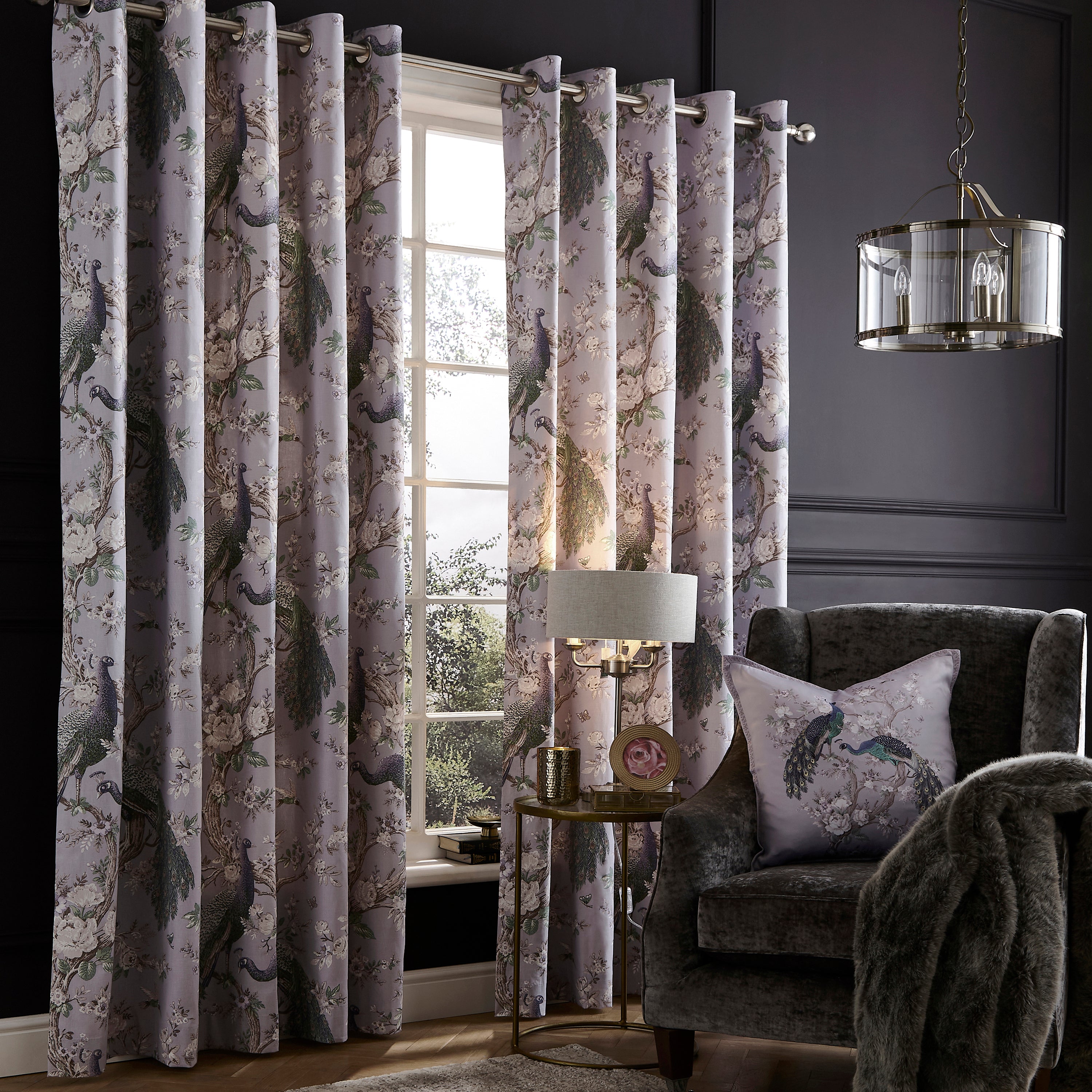 Pale Iris Laura Ashley Belvedere Ready Made Eyelet Curtains Terrys