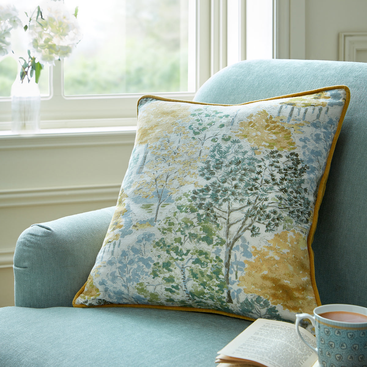 Laura Ashley Bernwood 45cm x 45cm Filled Cushion Ochre Yellow
