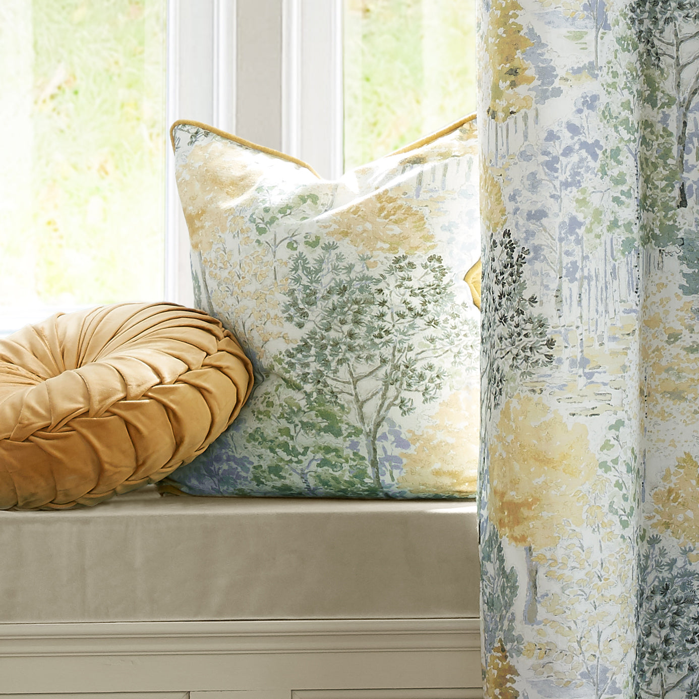 Laura Ashley Bernwood 45cm x 45cm Filled Cushion Ochre Yellow