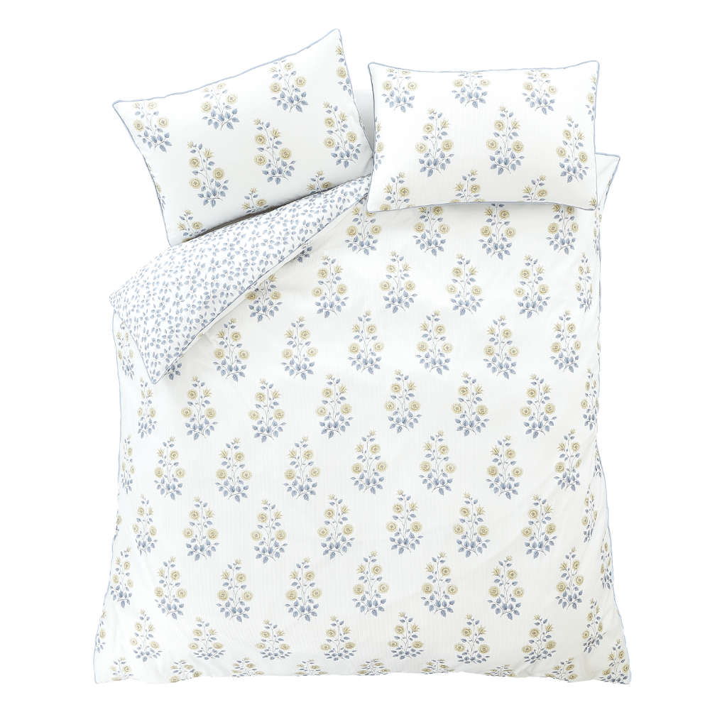 Bianca Eloise Floral Reversible Duvet Cover Bedding Set Blue
