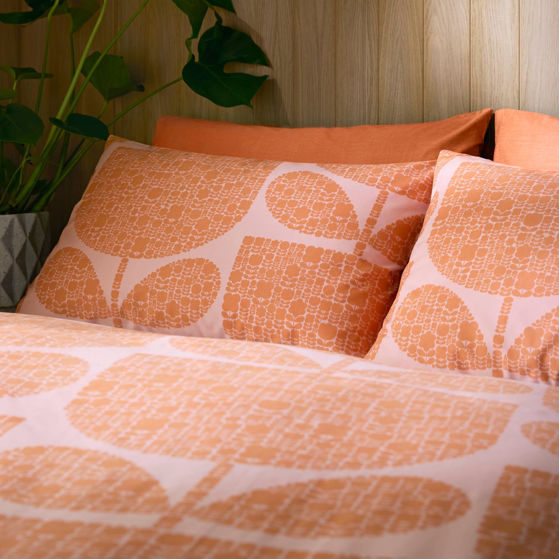 Orla Kiely Block Garden Duvet Cover Bedding Set Orange Sorbet