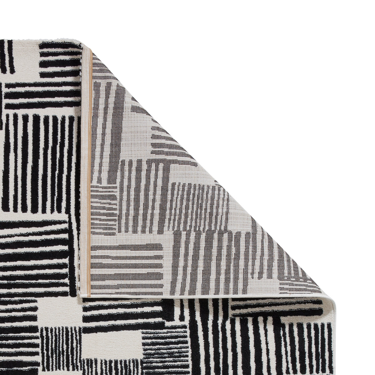Catherine Lansfield Blocks Modern Abstract Rug Black White